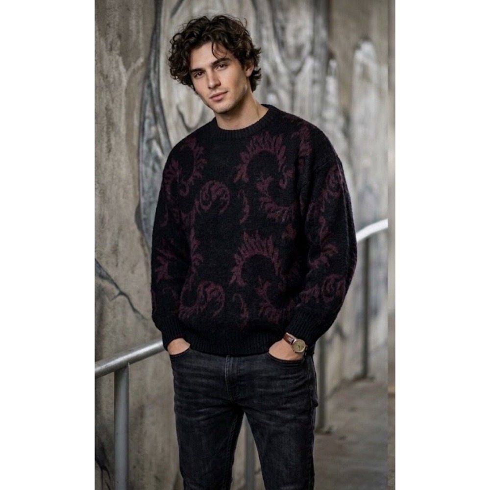 Vtg GALA Daniele Vignozzi Made In Italy Wool Blend Sweater Men Sz L Paisley